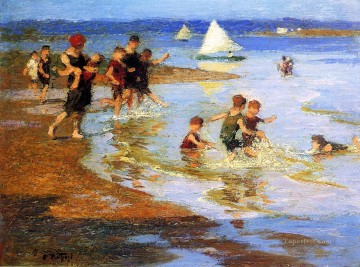 浜辺で遊ぶ子供たち 印象派 エドワード・ヘンリー・ポットストスト Oil Paintings